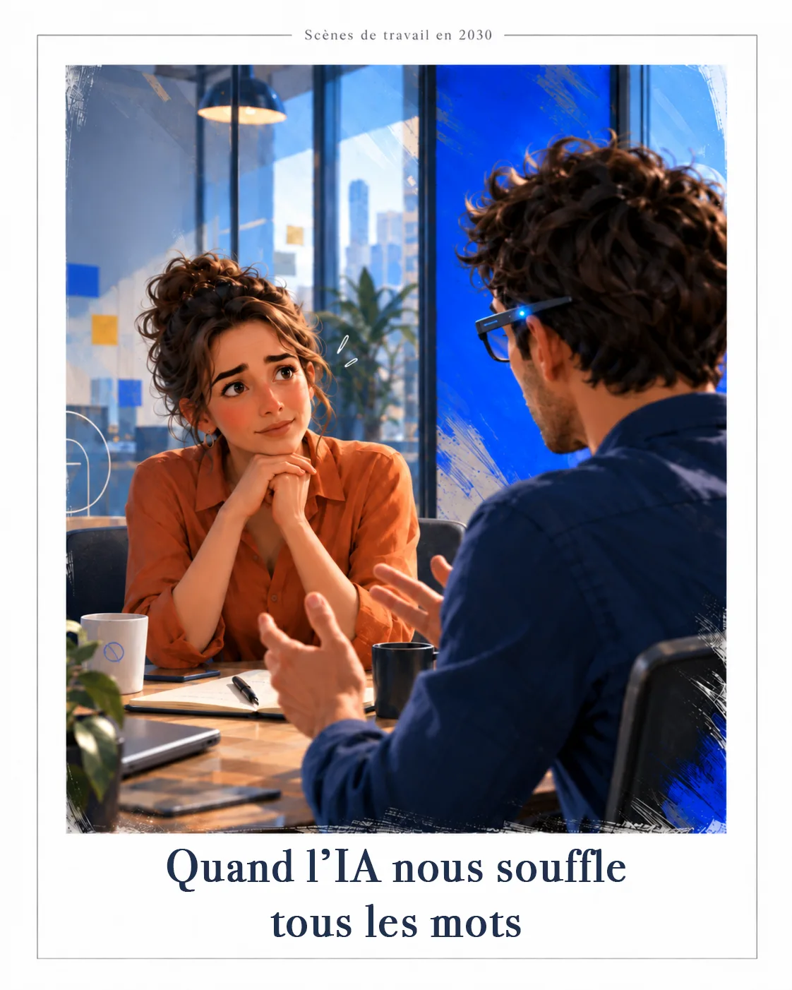 Quand l'IA nous souffle tous les mots · Scènes de travail en 2030